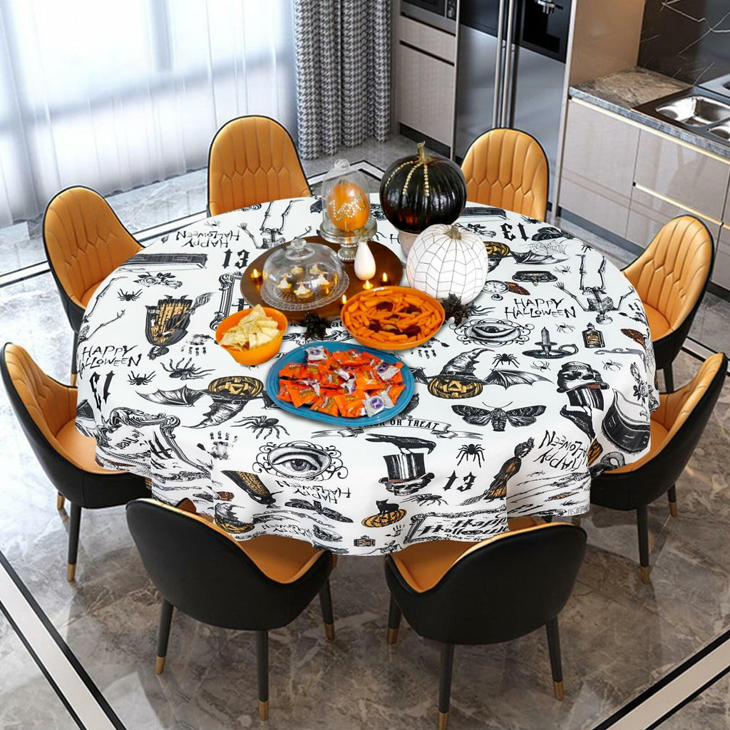 TOFWOF Halloween Waterproof Skeleton Spider Web Tablecloth 60x60 Inch