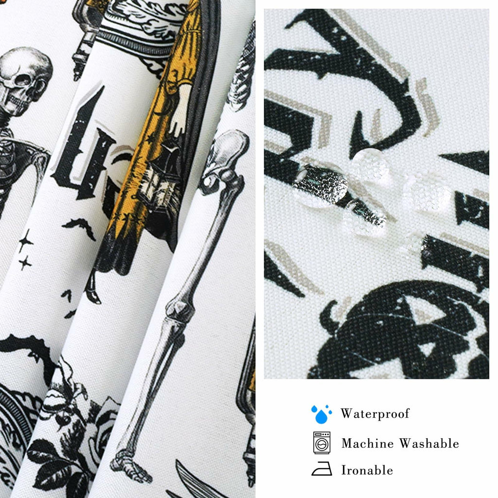 TOFWOF Halloween Waterproof Skeleton Spider Web Tablecloth 60x60 Inch