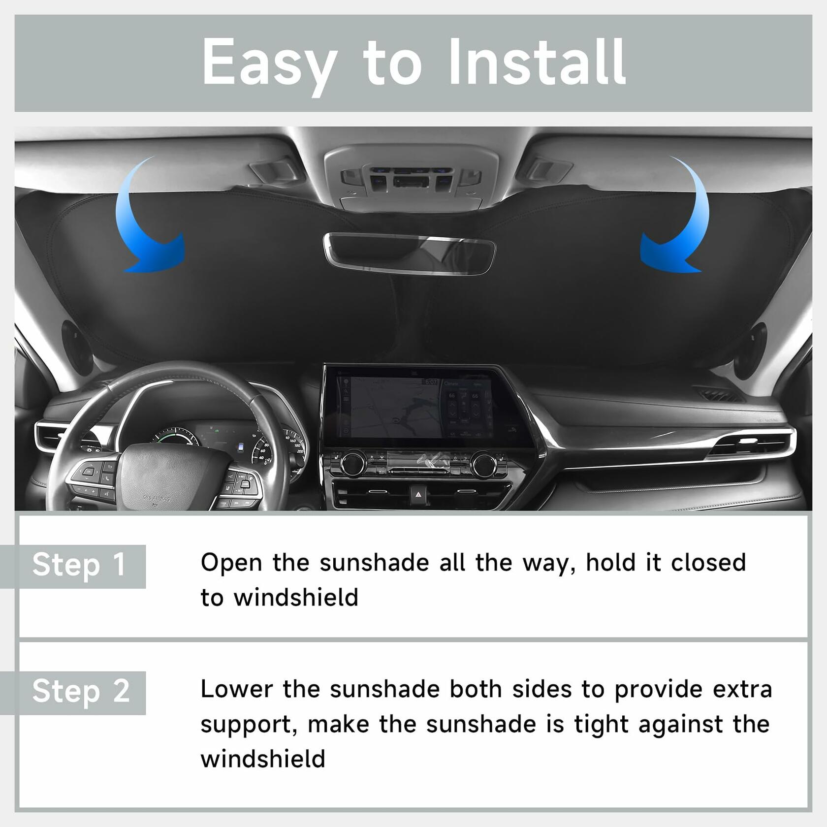 Hugeek Windshield Sun Shade for Mazda CX-50 2023-2025 Black Protector