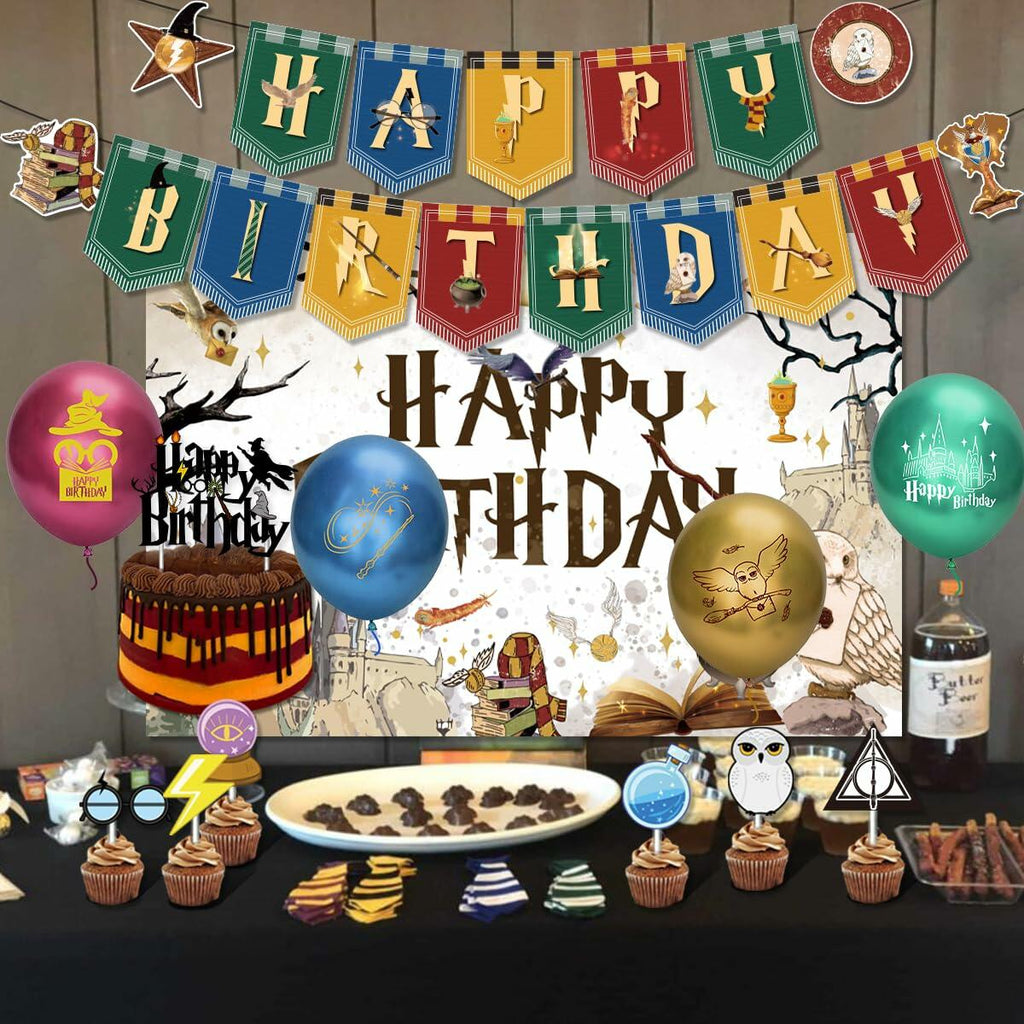 EIFFTER Wizard Birthday Party Decor Supplies Backdrop Balloon Garland White