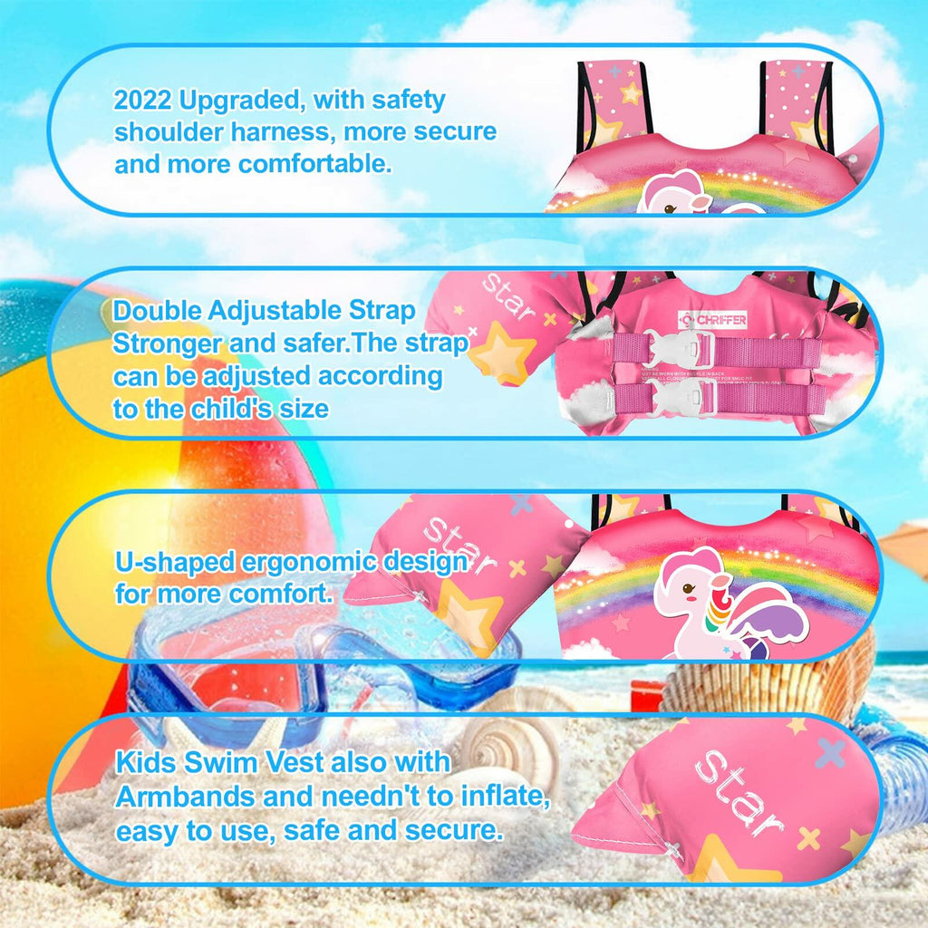 Chriffer Kids Swim Vest Life Jacket Toddler 30-55lbs Size