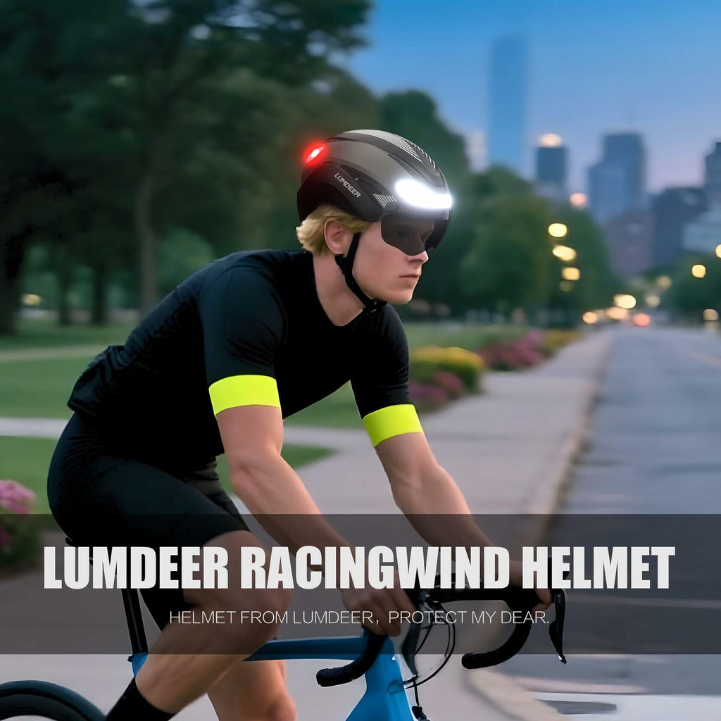 LUMDEER Smart Bike Helmet LED Turn Signals Magnetic Goggle Ti Size L