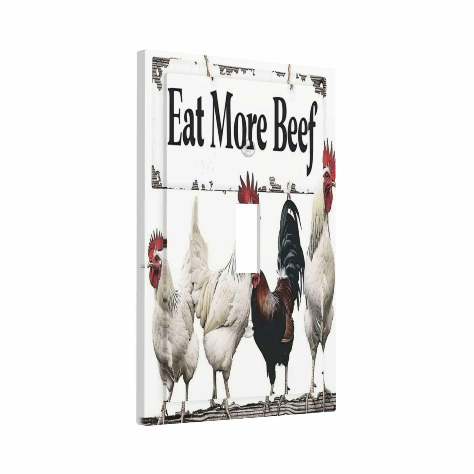 DWBGUO Decorative Rustic White Rooster 1 Gang Outlet Cover Plate