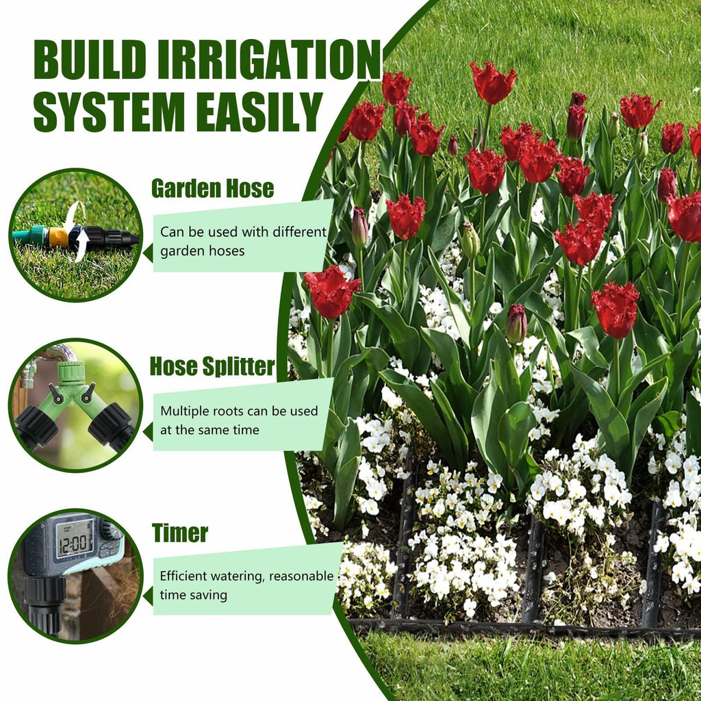 Giftsfaloy Flat Soaker Hose 50ft Heavy Duty Double Layer Drip Irrigation Black