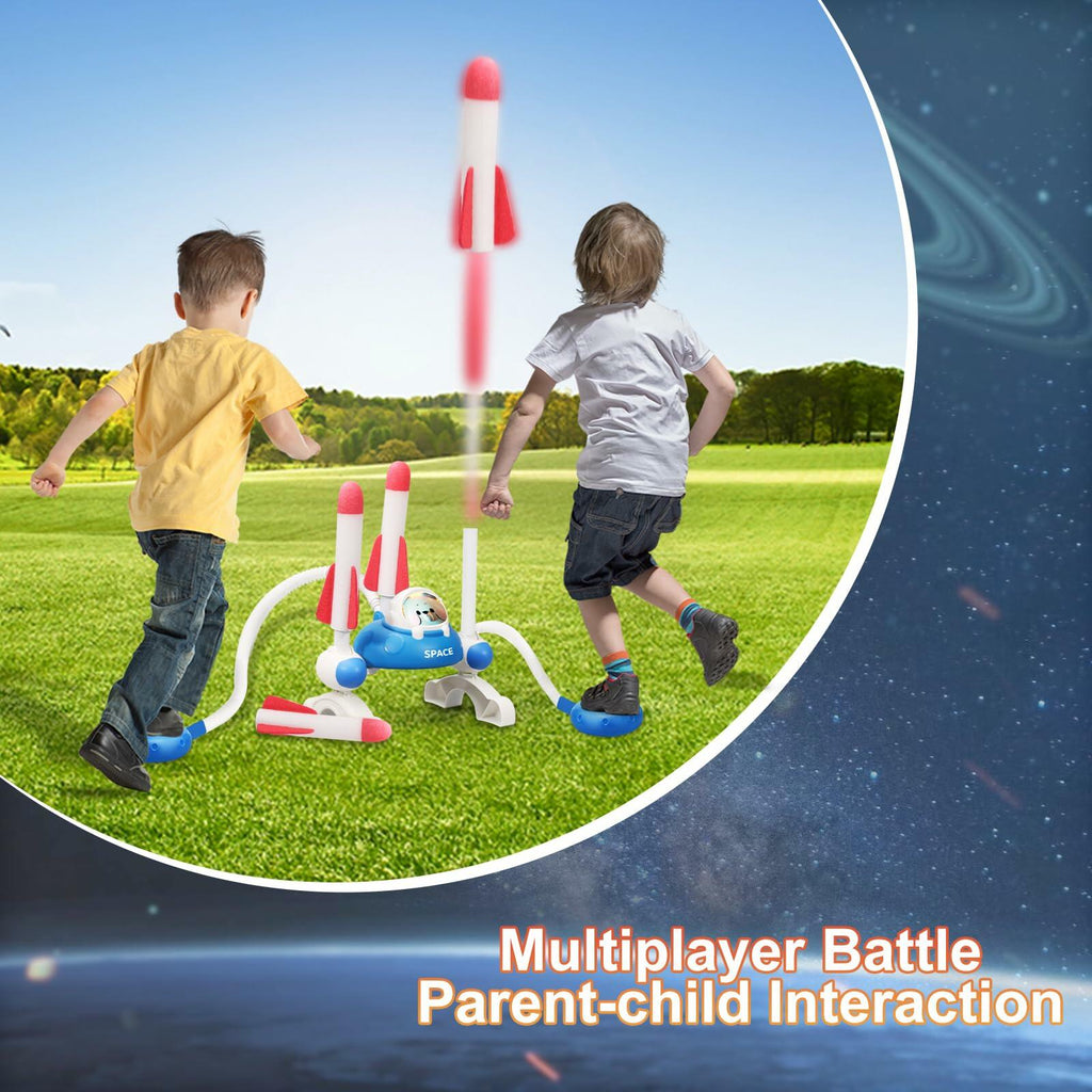 cxjoigxi Rocket Launcher Toy with 6 Foam Rockets & 2 Launch Pads Outdoor Fun
