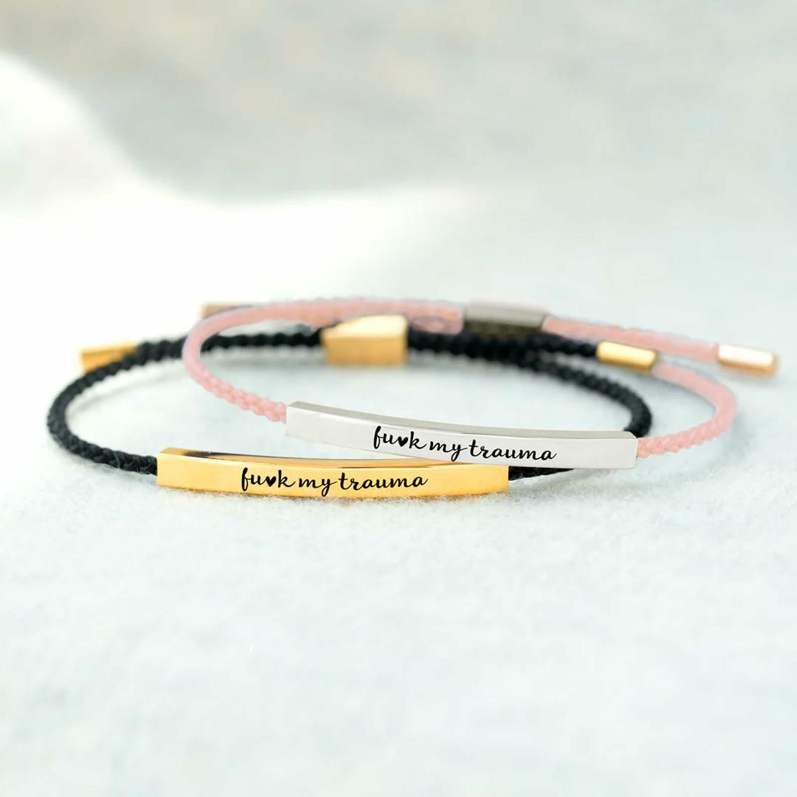 XMTYQ Black Leather Woven Bracelet Stainless Steel Pendant Black Rose Gold