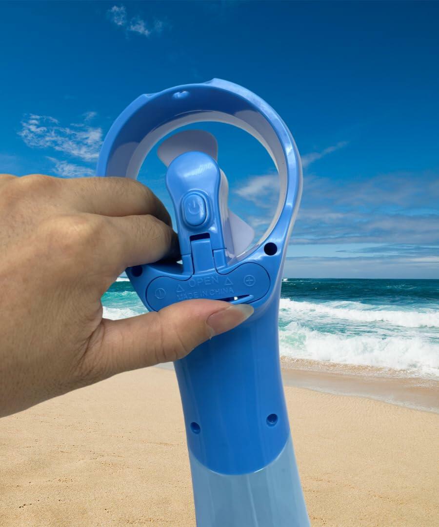 Keaid Deluxe Handheld Battery Powered Water Misting Fan 3 Pack Blue/Green/Pink