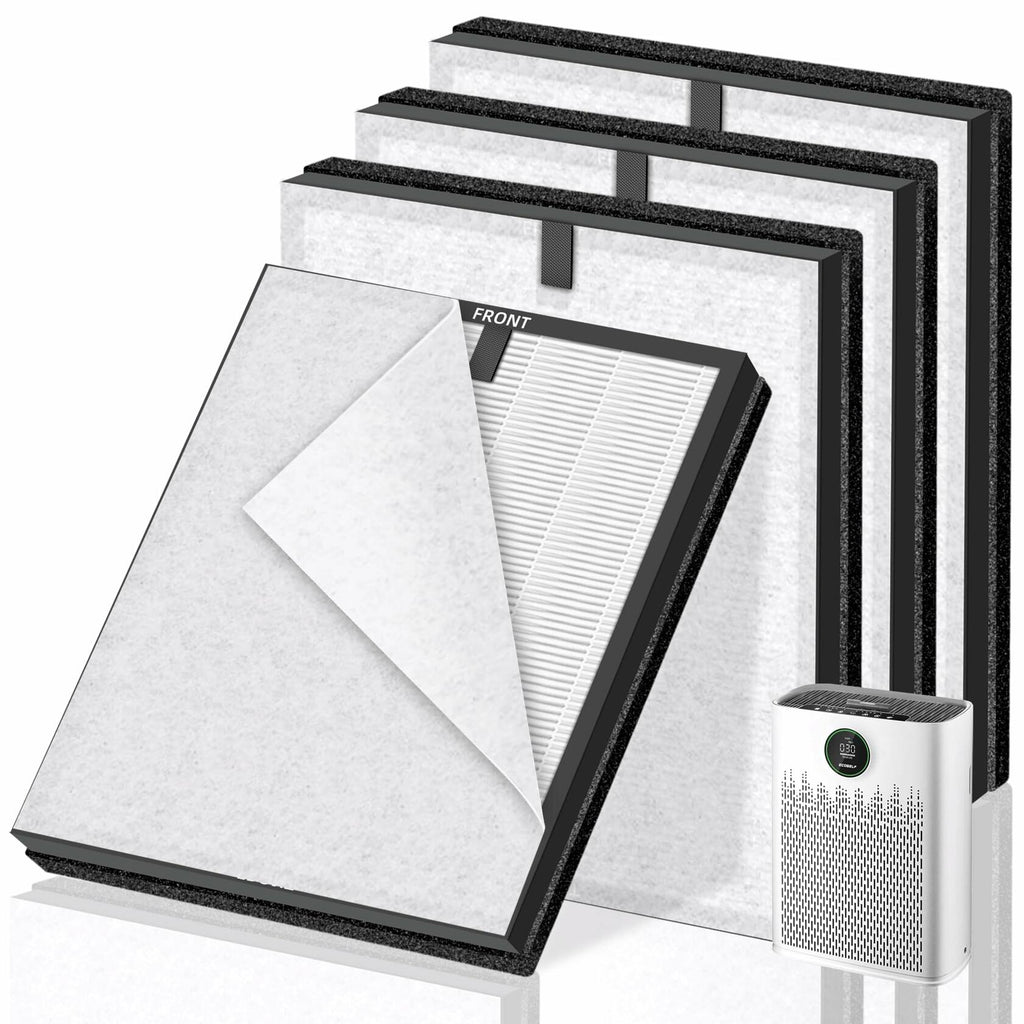 Pulluty HAP603 Replacement 3-in-1 H13 HEPA Activated Carbon Filter 4 Pack White