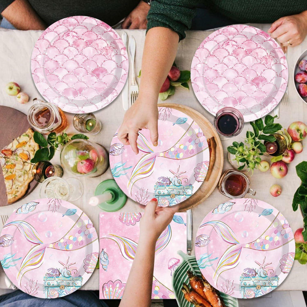 40Pcs Mermaid Themed Party Supplies for Girls Baby Shower Under the Sea Little