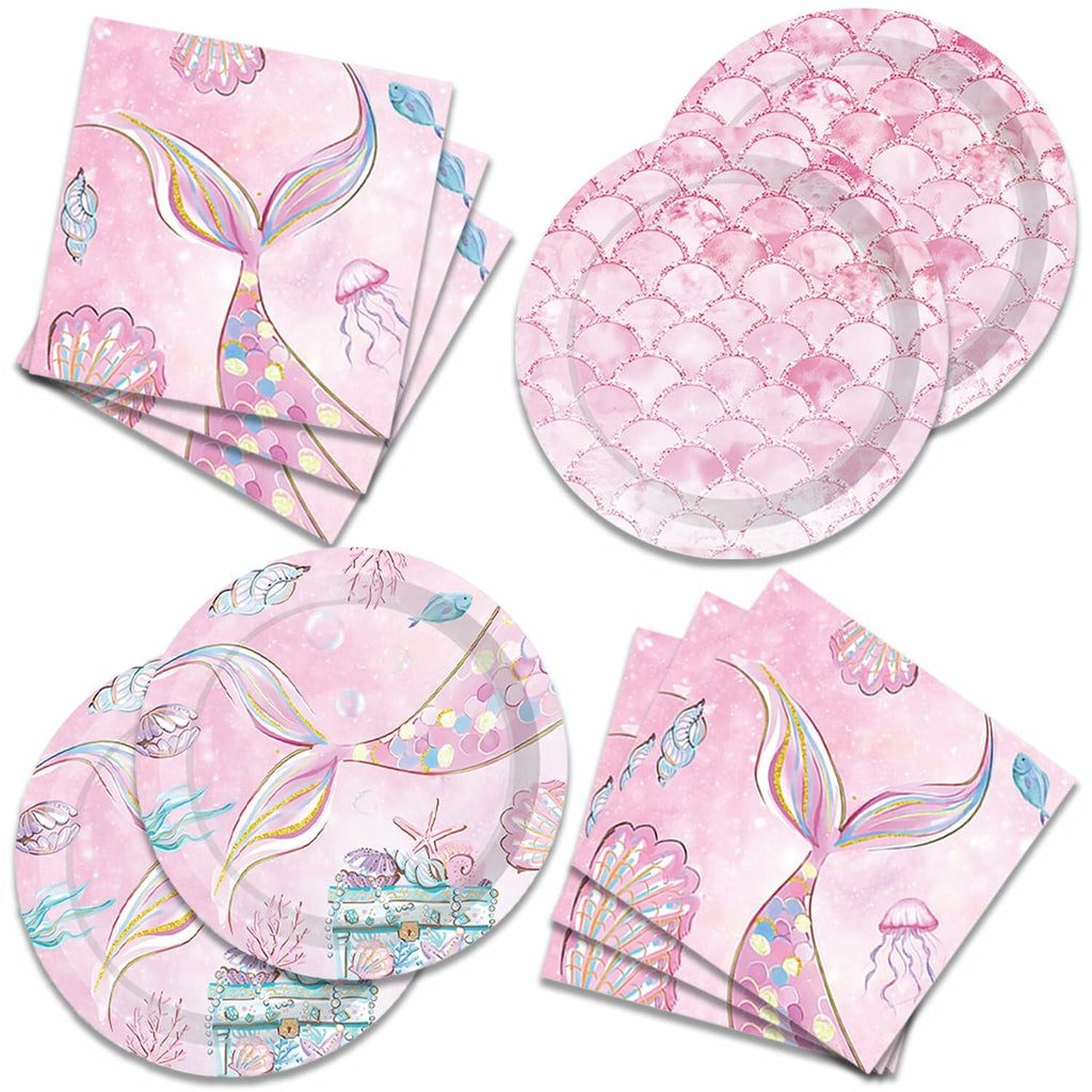 40Pcs Mermaid Themed Party Supplies for Girls Baby Shower Under the Sea Little