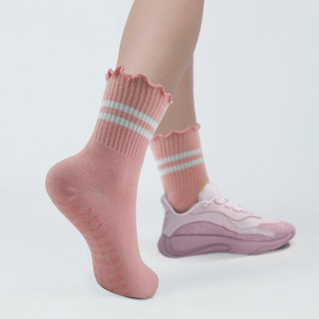 Nymmoata Women's Ruffle Pilates Socks 6 Pairs Non-Slip Cotton Set 1