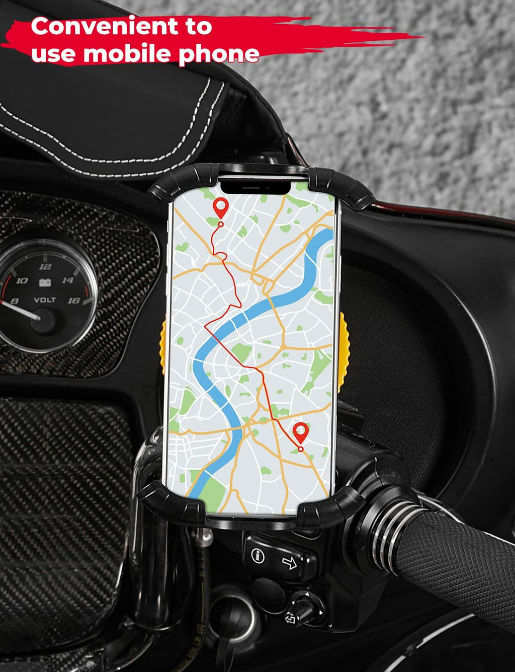 KEMIMOTO Motorcycle Phone Mount Adjustable 360° Swivel Aluminum Black