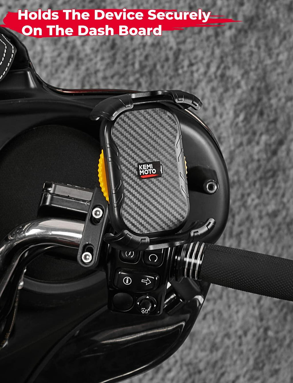 KEMIMOTO Motorcycle Phone Mount Adjustable 360° Swivel Aluminum Black