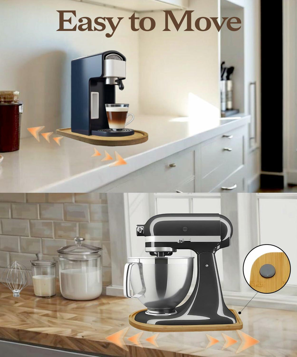 Bamboo Sliding Tray for Coffee Maker Mini Air Fryer Kitchen Counter Mat