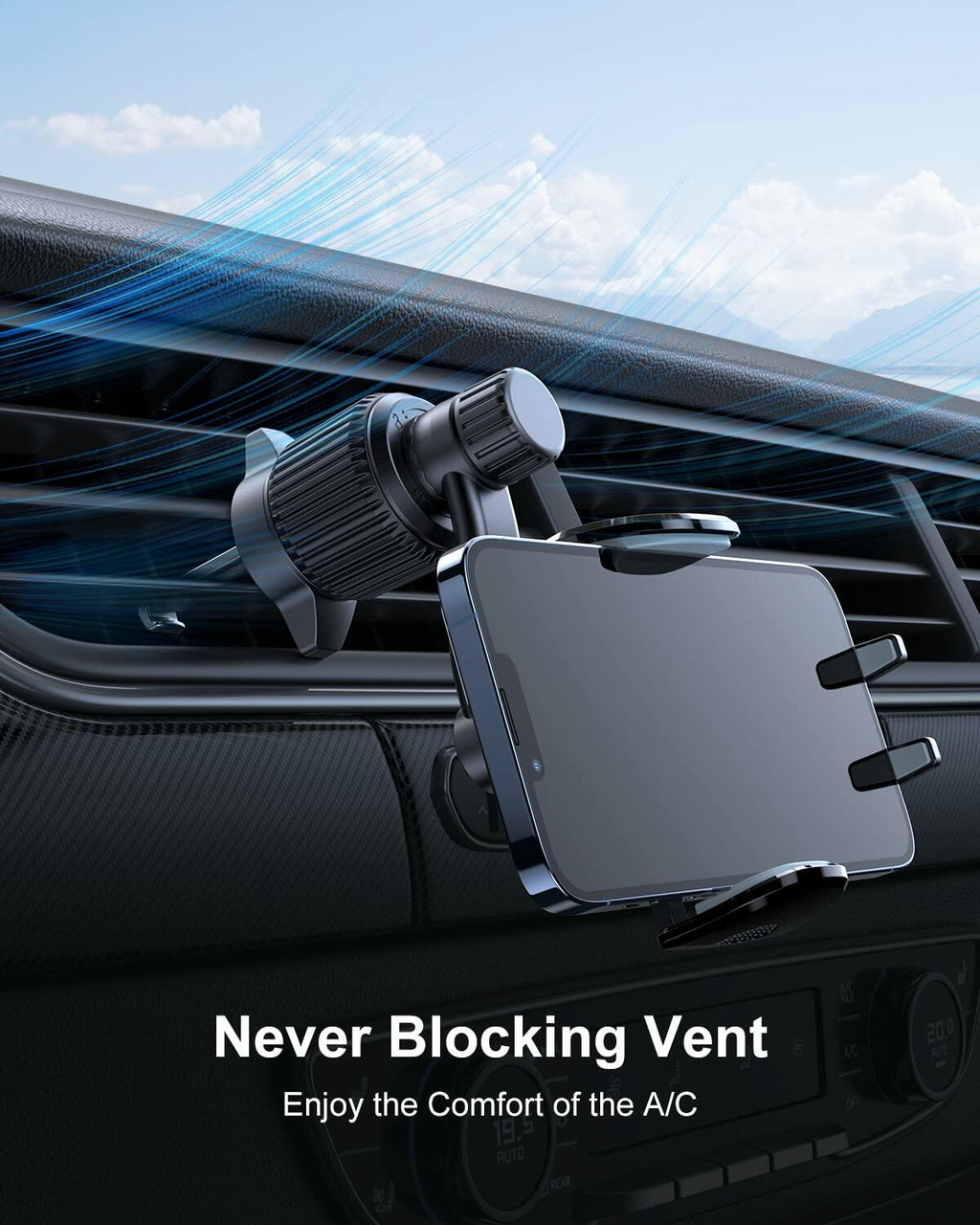Rorhxia Car Vent Phone Mount Universal Clip Holder Black Metal