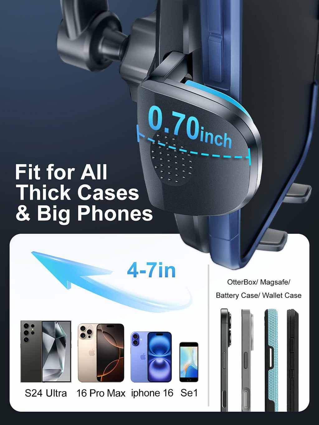 Rorhxia Car Vent Phone Mount Universal Clip Holder Black Metal