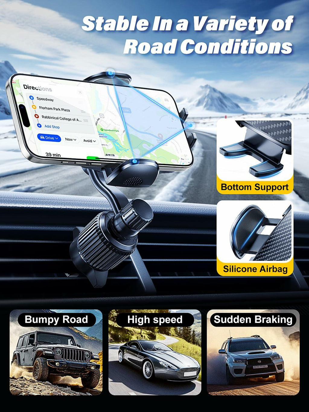 Rorhxia Car Vent Phone Mount Universal Clip Holder Black Metal