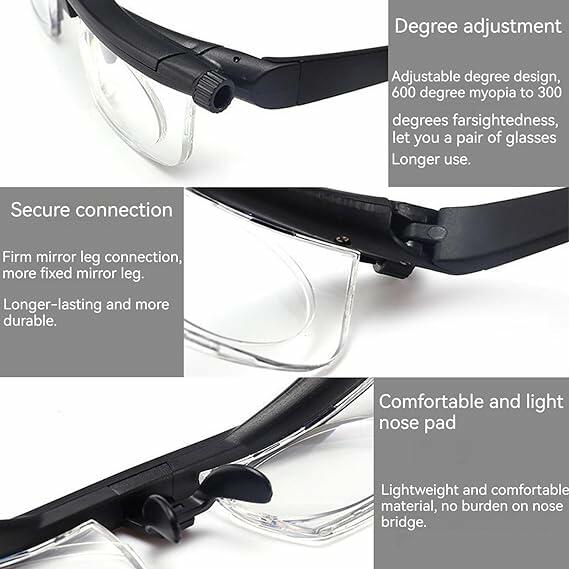 Generic Flex Focal Adjustable Glasses Dial Vision Black Blue Light Filter
