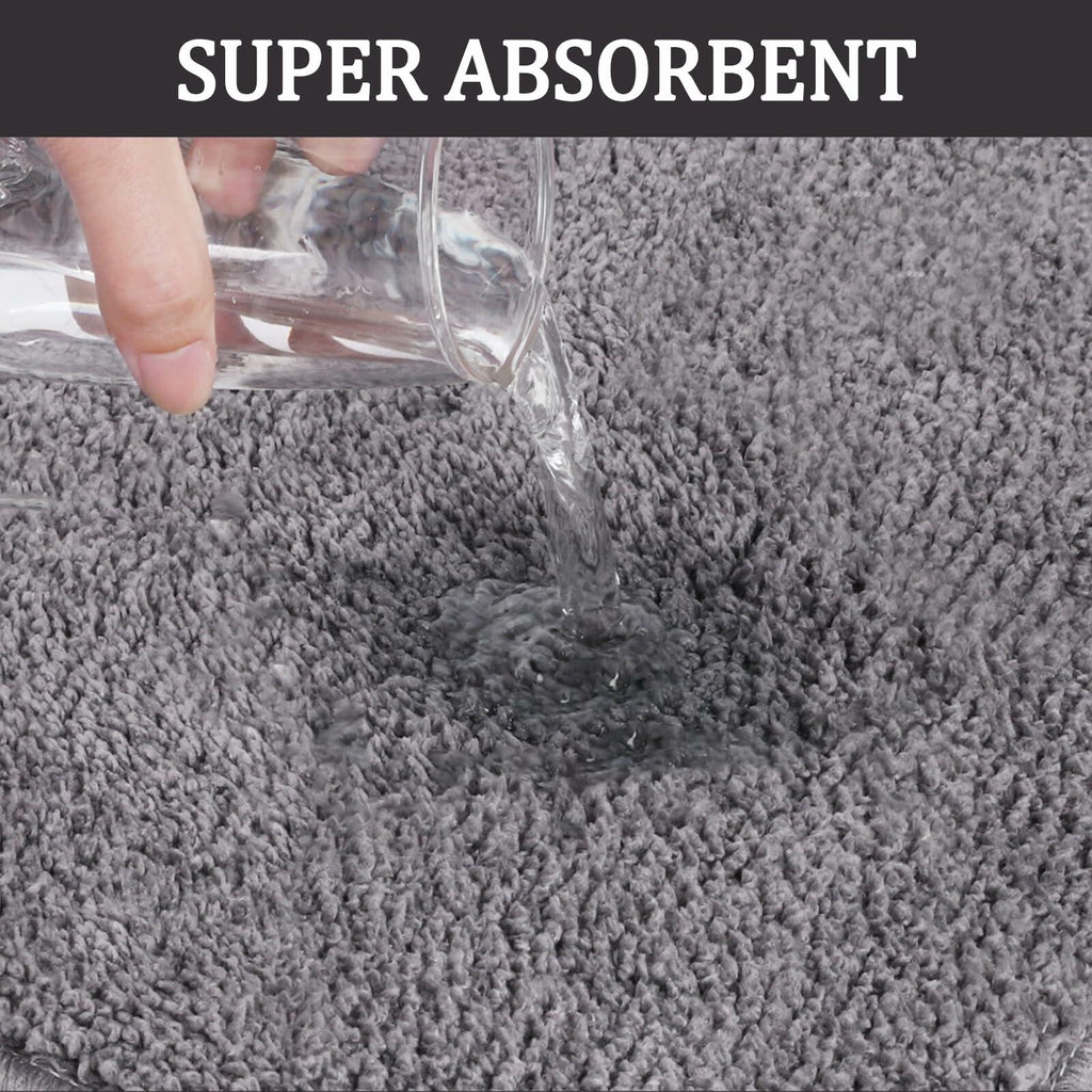 PROOVEELLY Gray White Microfiber Bathroom Rug Mat 23.6x16.9 Soft Absorbent