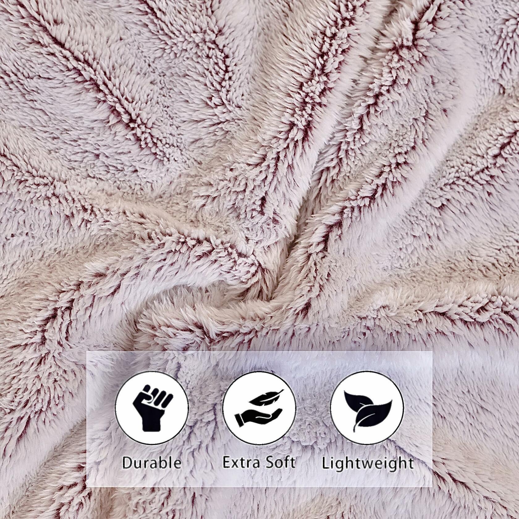 longmaya Plush Cozy Fleece Throw Blanket Brown 60x80 Soft Lightweight