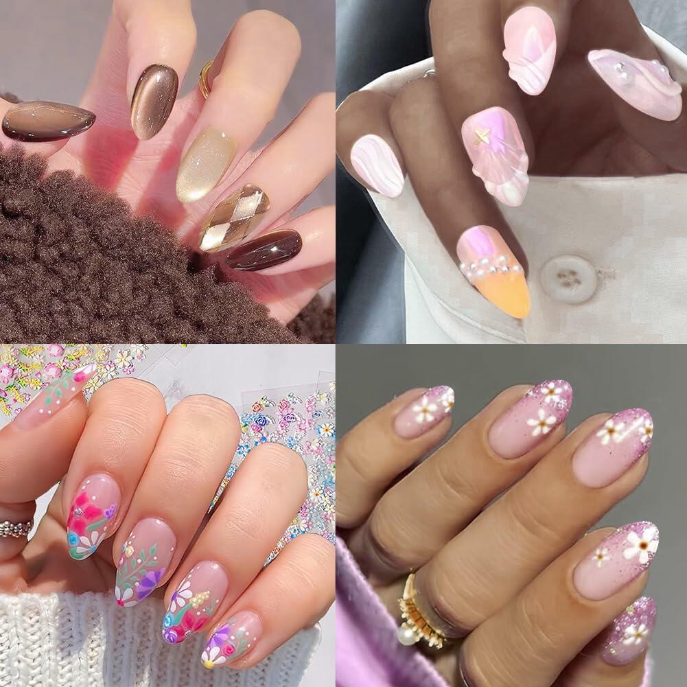 PrettyYo Short Almond Gel Nail Tips 600Pcs Clear Acrylic 12 Sizes Full Cover