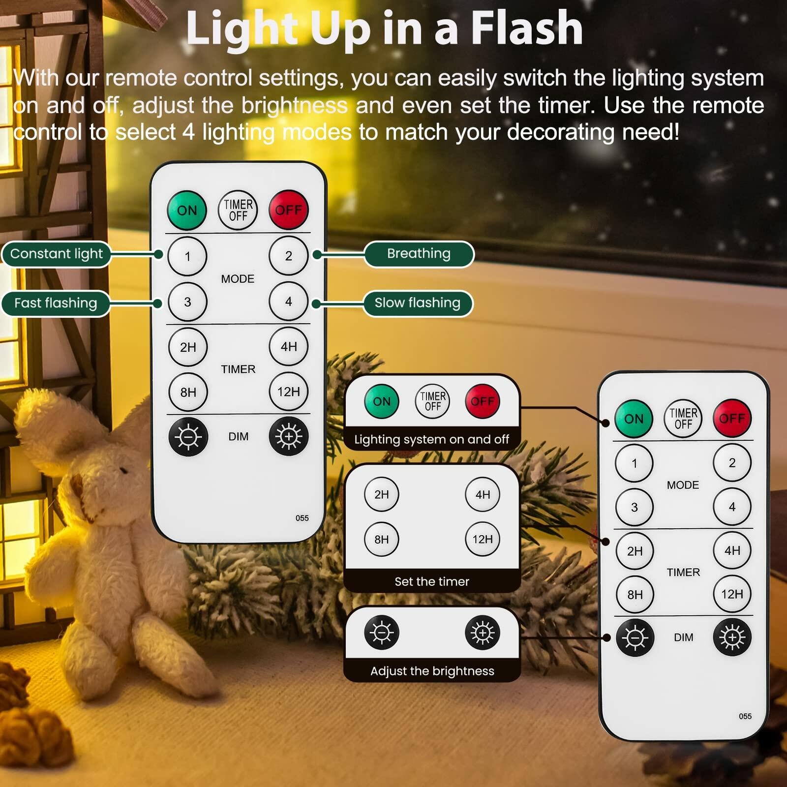 Rumsheme Remote Control Lighting System 4.9Ft Cord 2LED Warm White 2 Pack