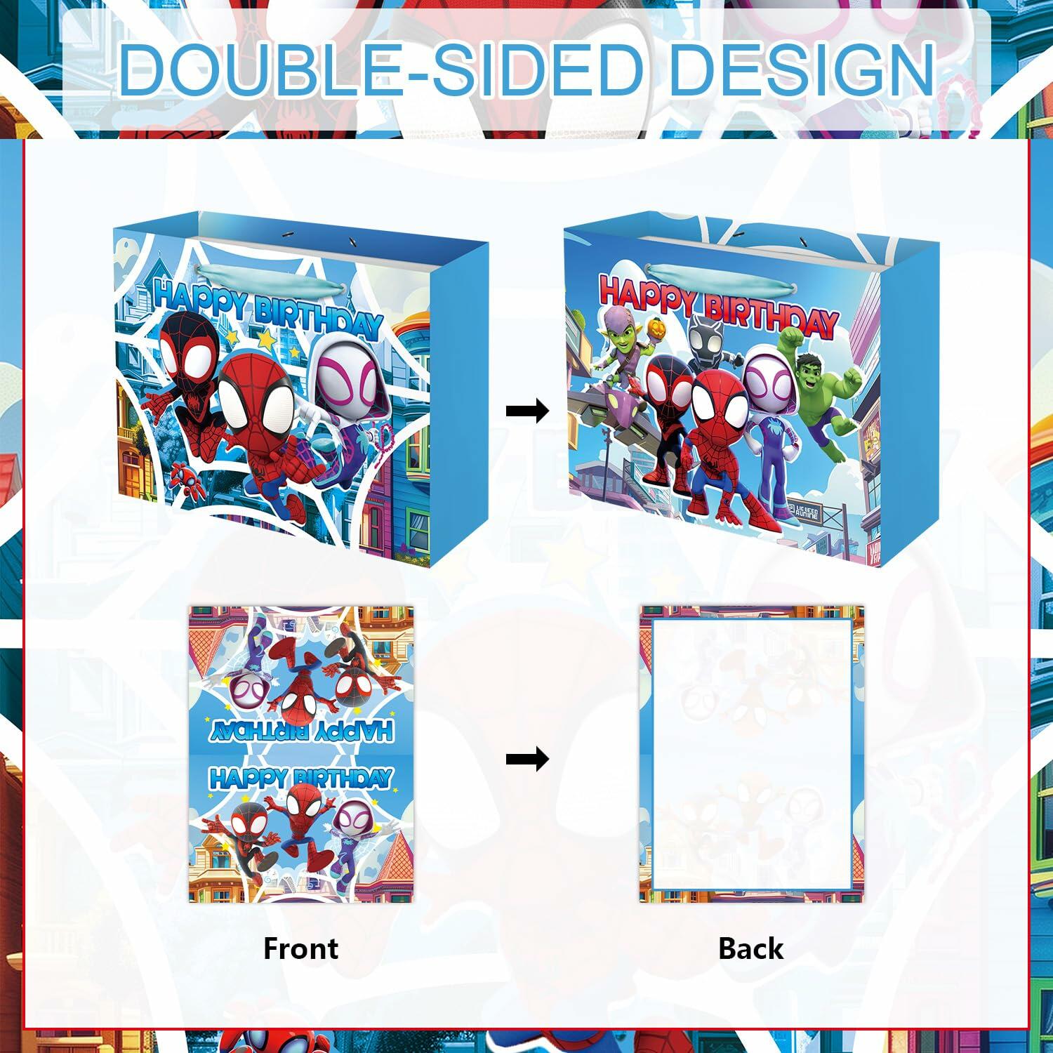 ZEZGERS Spidey Gift Bag w/ Handle Tissue Paper & Card Birthday Party