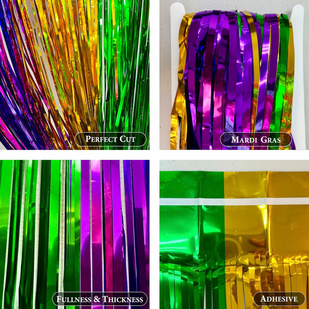GiftExpress 2-Pack Mardi Gras Metallic Fringe Table Skirts Purple Foil Fringe