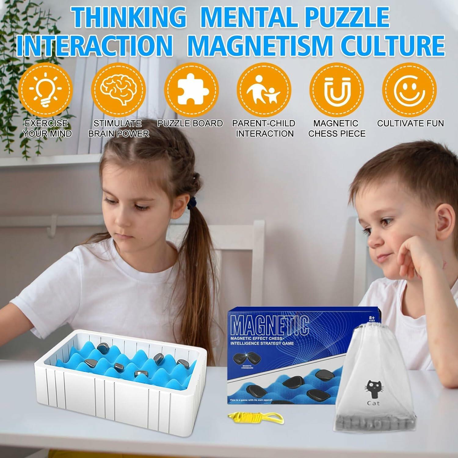 COVBOARD Magnetic Chess Game Tabletop Strategy Family Fun with Rope Sponge
