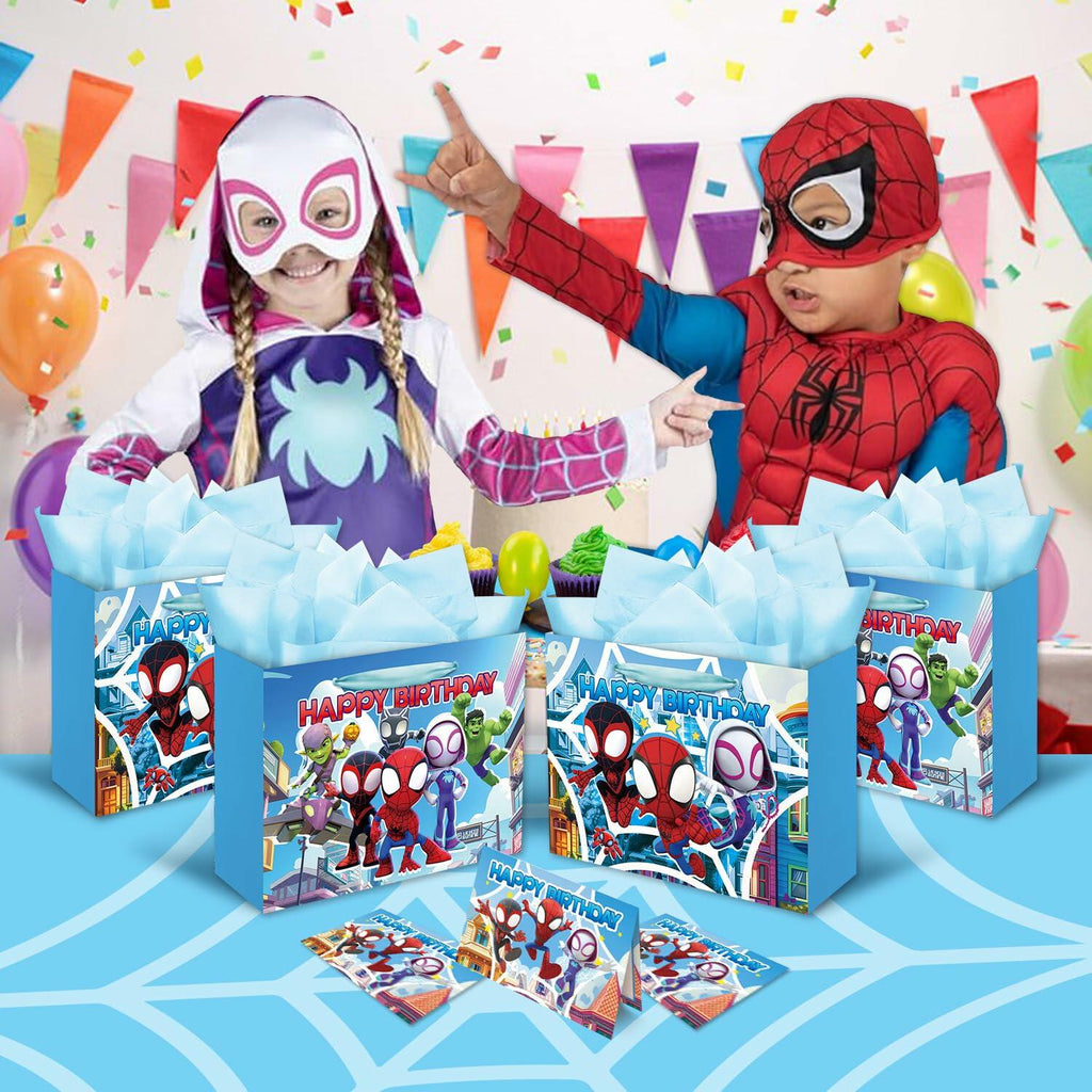 ZEZGERS Spidey Gift Bag w/ Handle Tissue Paper & Card Birthday Party