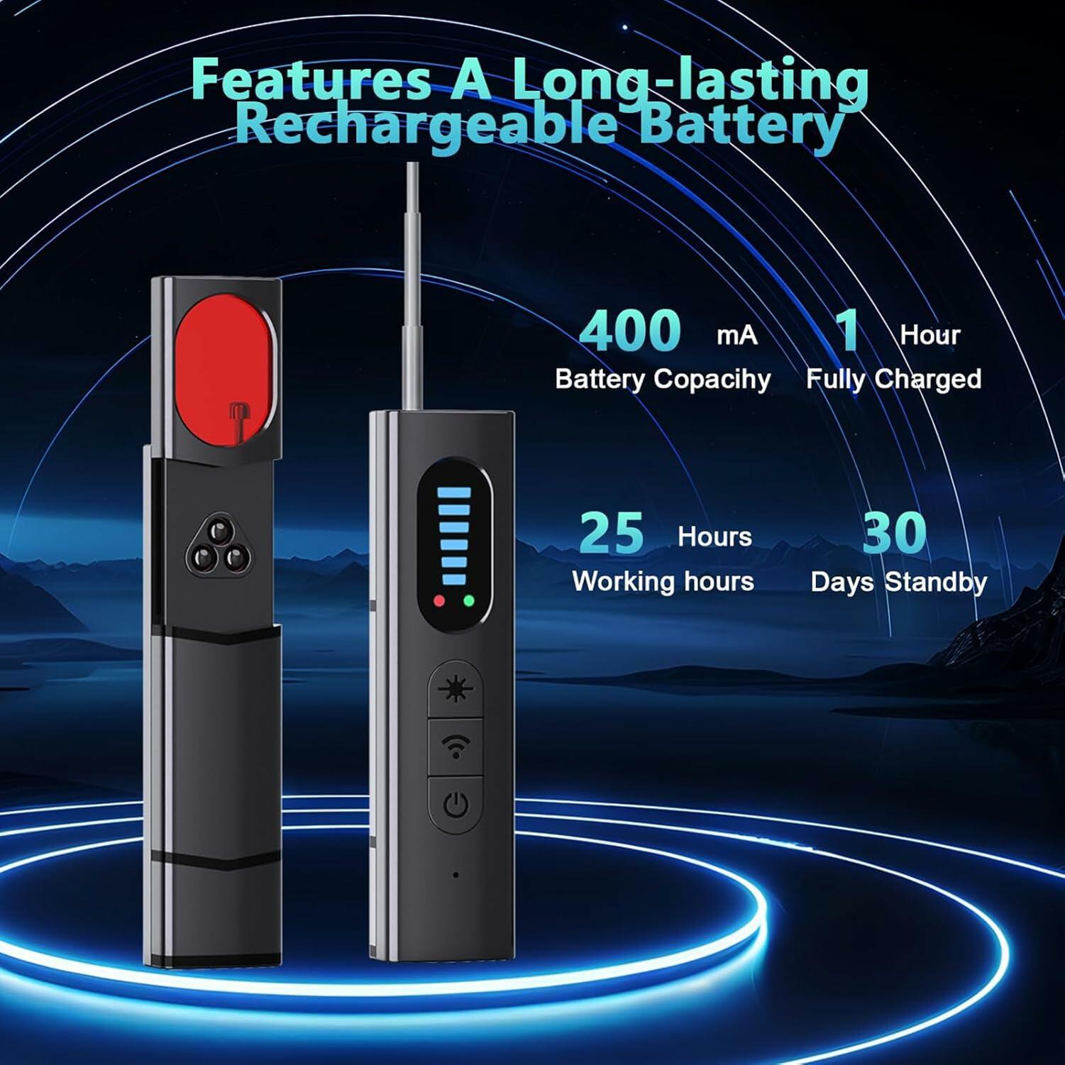HUSPUR Hidden Camera Detector Portable Spy Finder Wireless Rechargeable Black