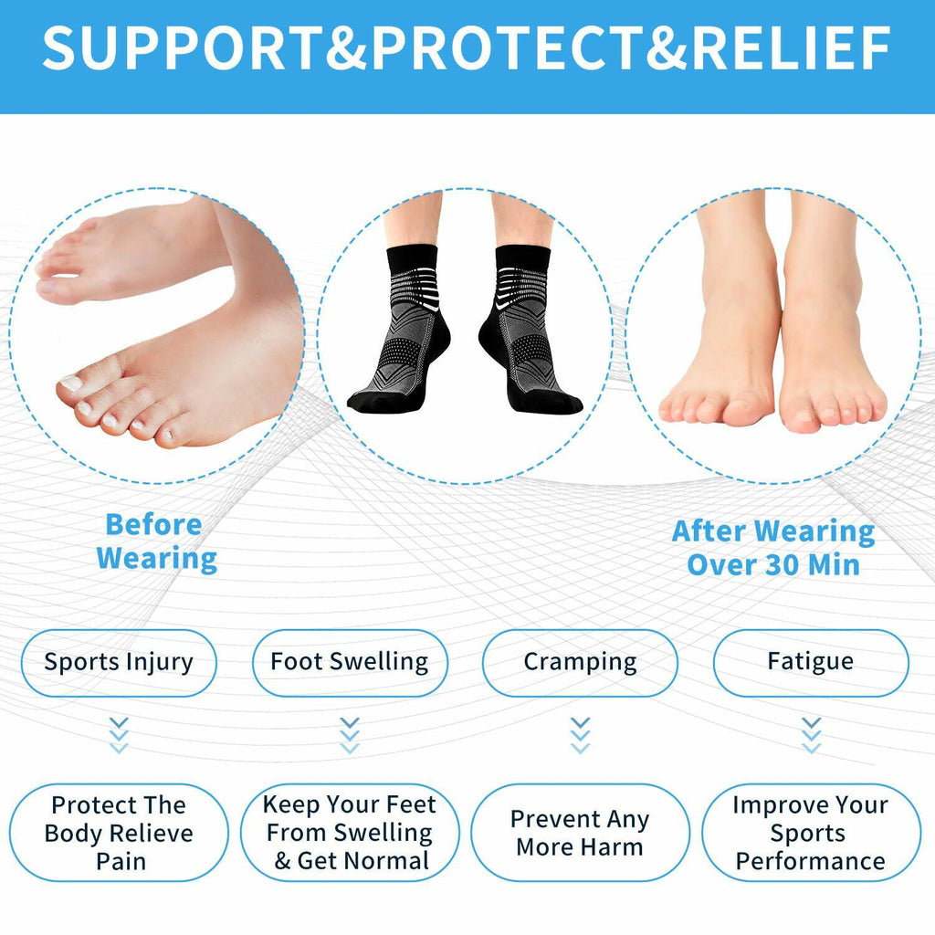 IRAMY Compression Ankle Socks 3 Pairs Black White Grey Size L