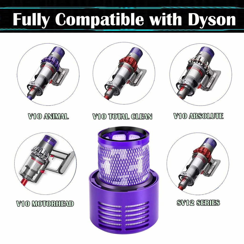 Pdoucgia Dyson V10 Vacuum Cleaner Replacement Filters 3 Pack Purple + Brush