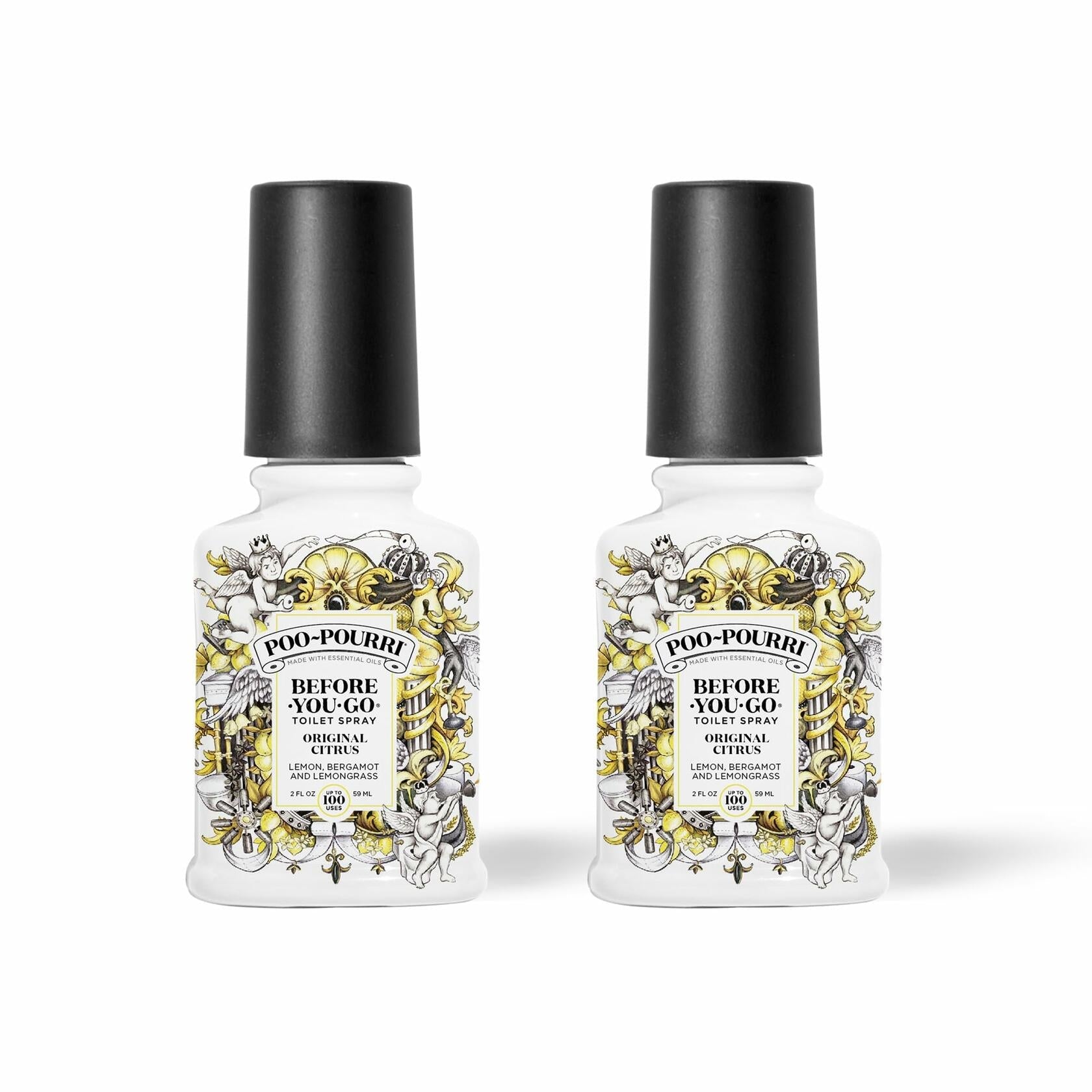 Poo-Pourri Toilet Spray Original Citrus Lemon Bergamot 2oz 2 Pack