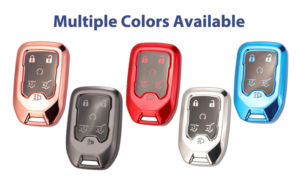 LIANGYM Blue TPU Key Fob Cover 6-Button for 2015-2020 GMC Yukon XL Denali