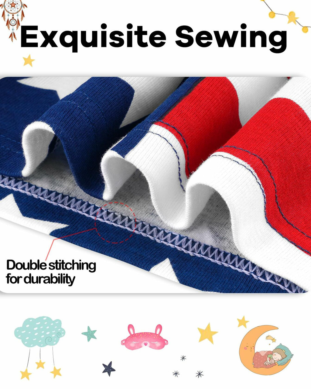 DAUGHTER QUEEN Girls 4th of July American Flag Cotton Pajamas 4pcs Size 8