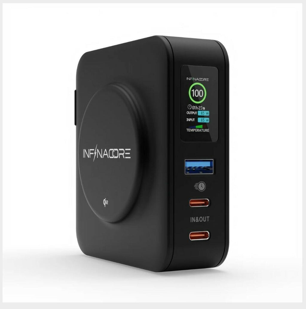 [Like New] InfinaCore P3 Pro 65W GaN 10500mAh Qi Wireless Portable Charger Black