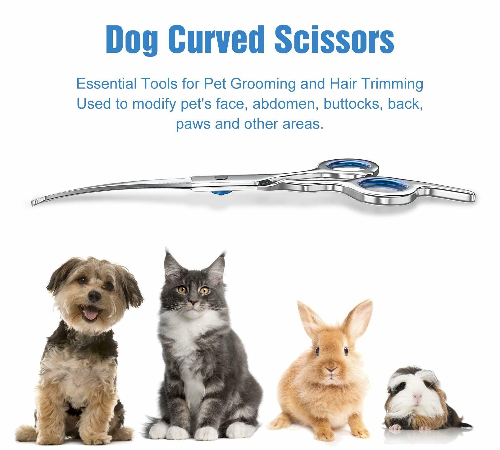 JRVT Pets vv 7.5" Curved Dog Grooming Scissors Stainless Steel Light Weight