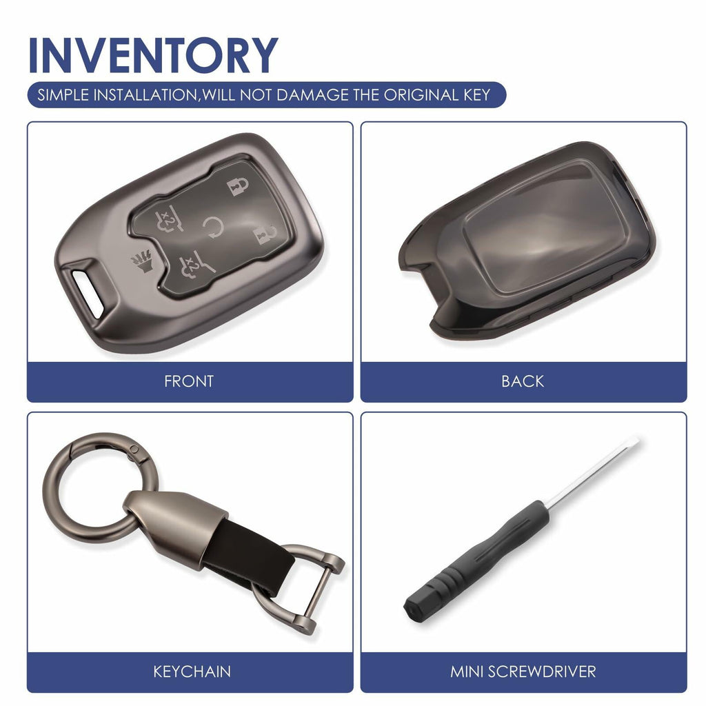 LIANGYM Blue TPU Key Fob Cover 6-Button for 2015-2020 GMC Yukon XL Denali