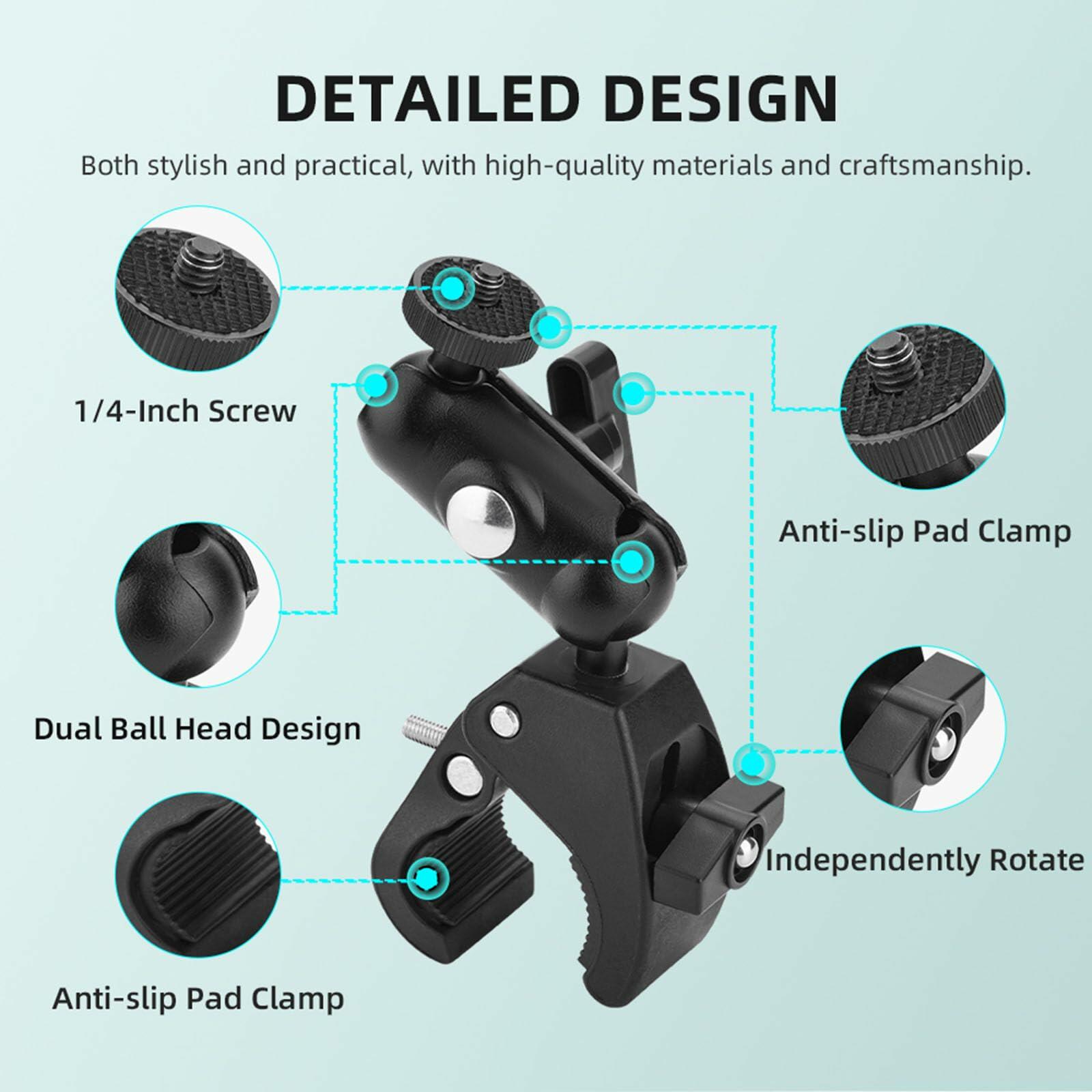 Metal Bike Handlebar Mount Adapter for DJI OSMO Pocket 3 Action 4 RC2