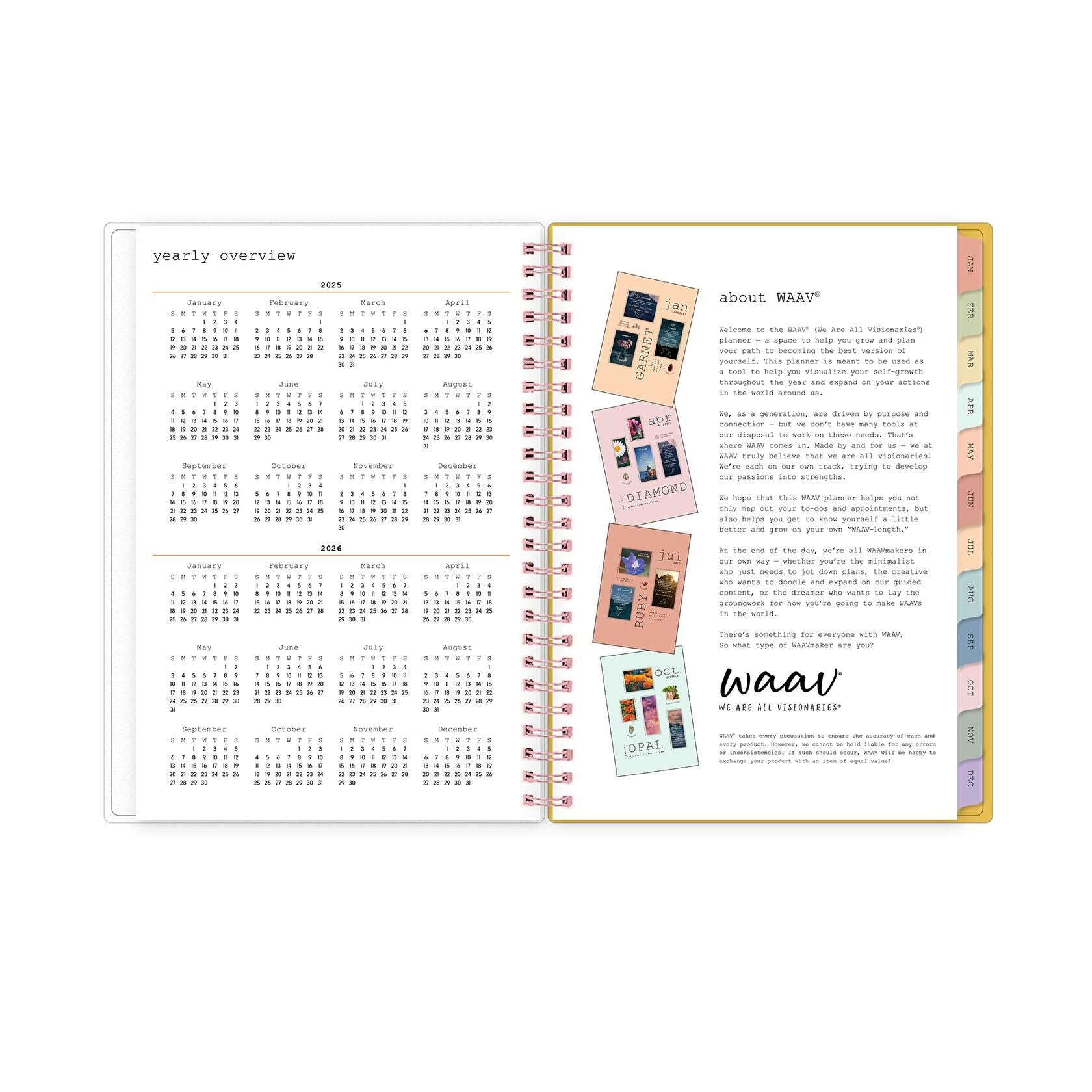 WAAV Blue Sky 2025 Weekly Monthly Planner Calendar Kimberland 5.875x8.625