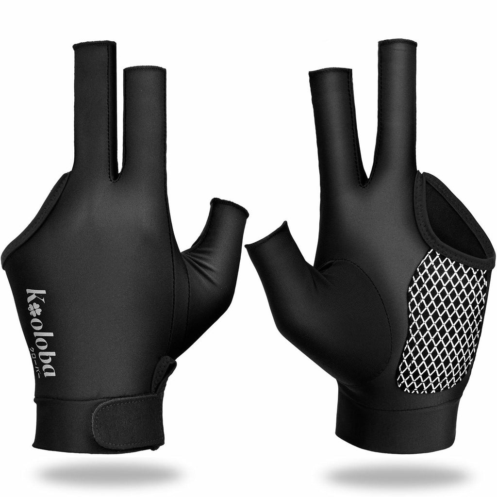 Kooloba Pool Glove Left Hand 3 Finger Snooker Billiards Adjustable Velcro Blue M