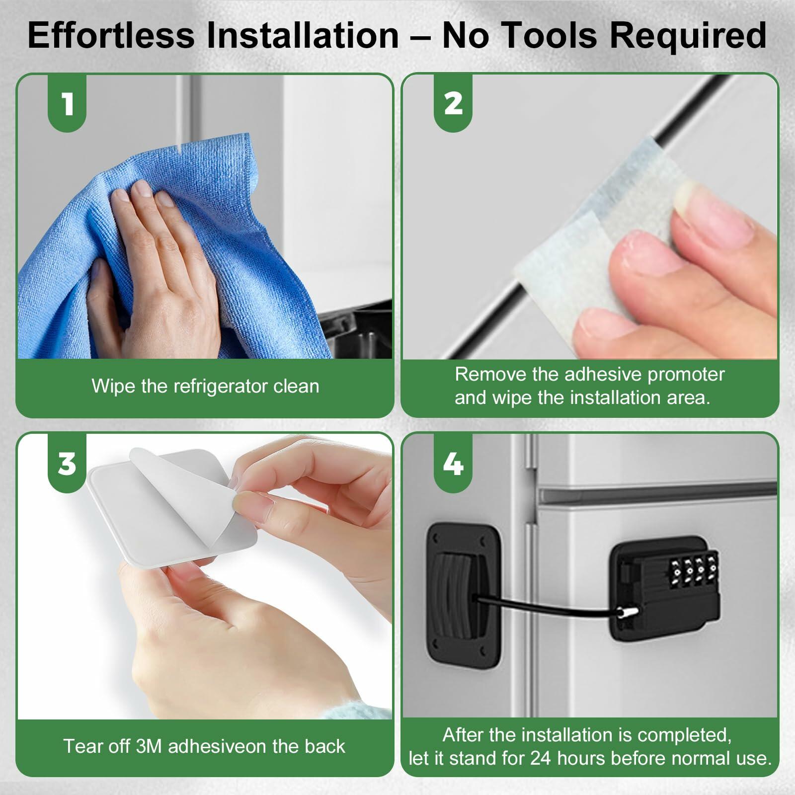 KIZZHISI Fridge Lock 2 Pack Child Safety Cabinet Lock Black 3M Adhesive