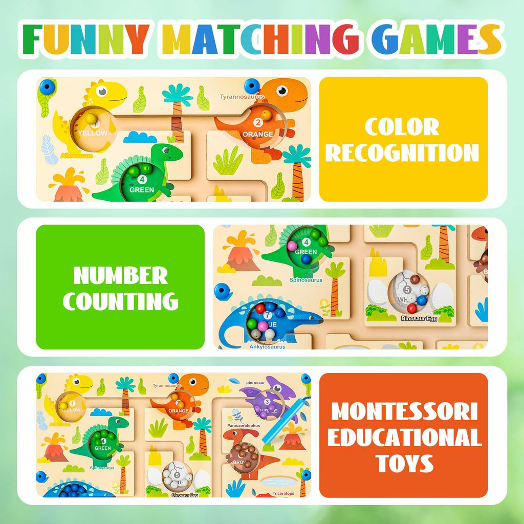 Commodum Magnetic Dinosaur Number Maze Wooden Puzzle Toddler Toy 3-5 Years