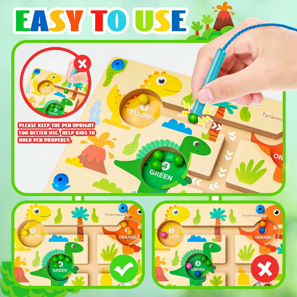 Commodum Magnetic Dinosaur Number Maze Wooden Puzzle Toddler Toy 3-5 Years