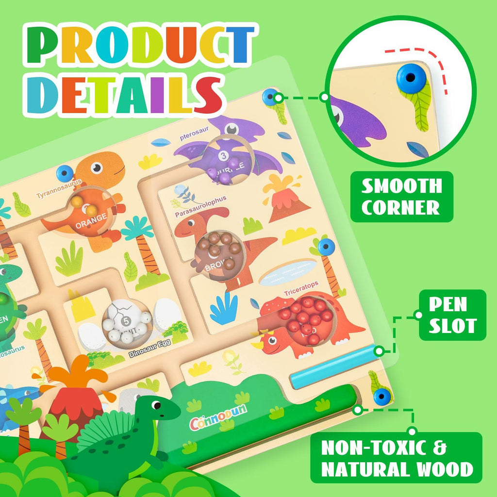 Commodum Magnetic Dinosaur Number Maze Wooden Puzzle Toddler Toy 3-5 Years
