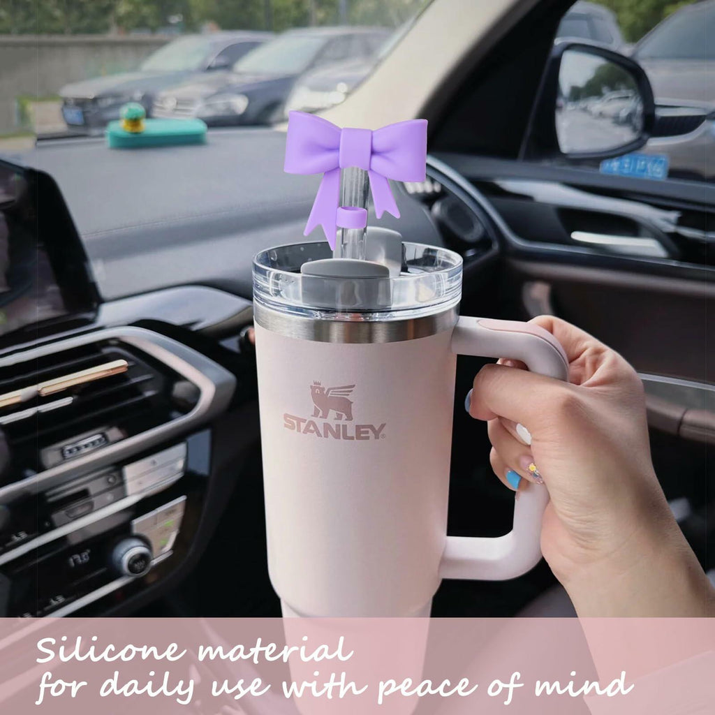 GAISHION 3pcs Bow Straw Covers Caps for Stanley 30/40oz Tumblers Silicone