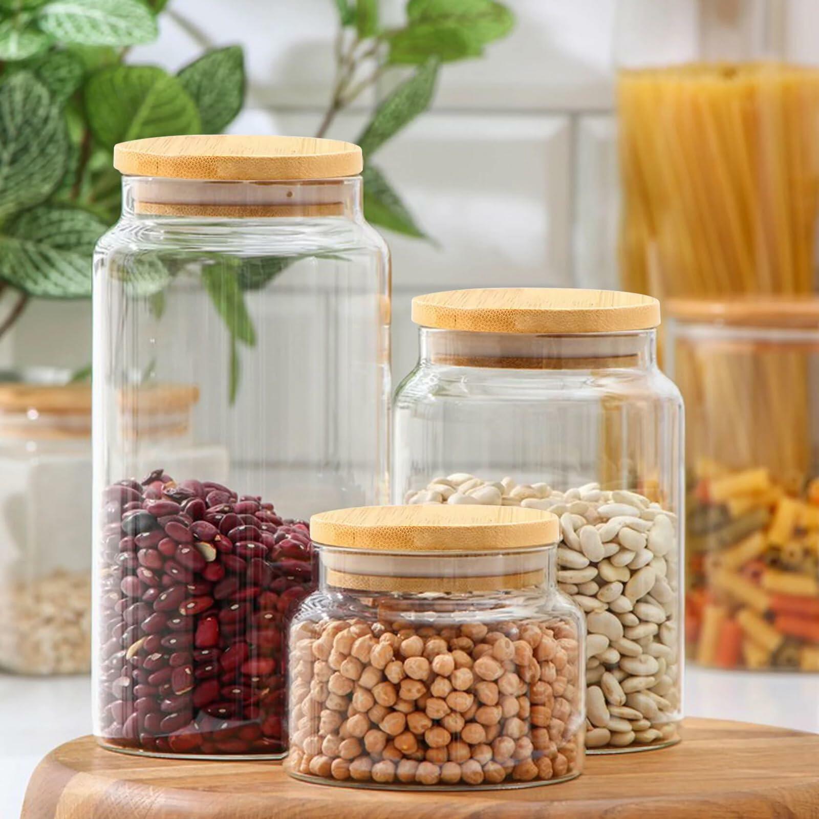 SZGSBB Wide Mouth Mason Jar Lids Bamboo Wooden Reusable Storage 4-Pack Beige