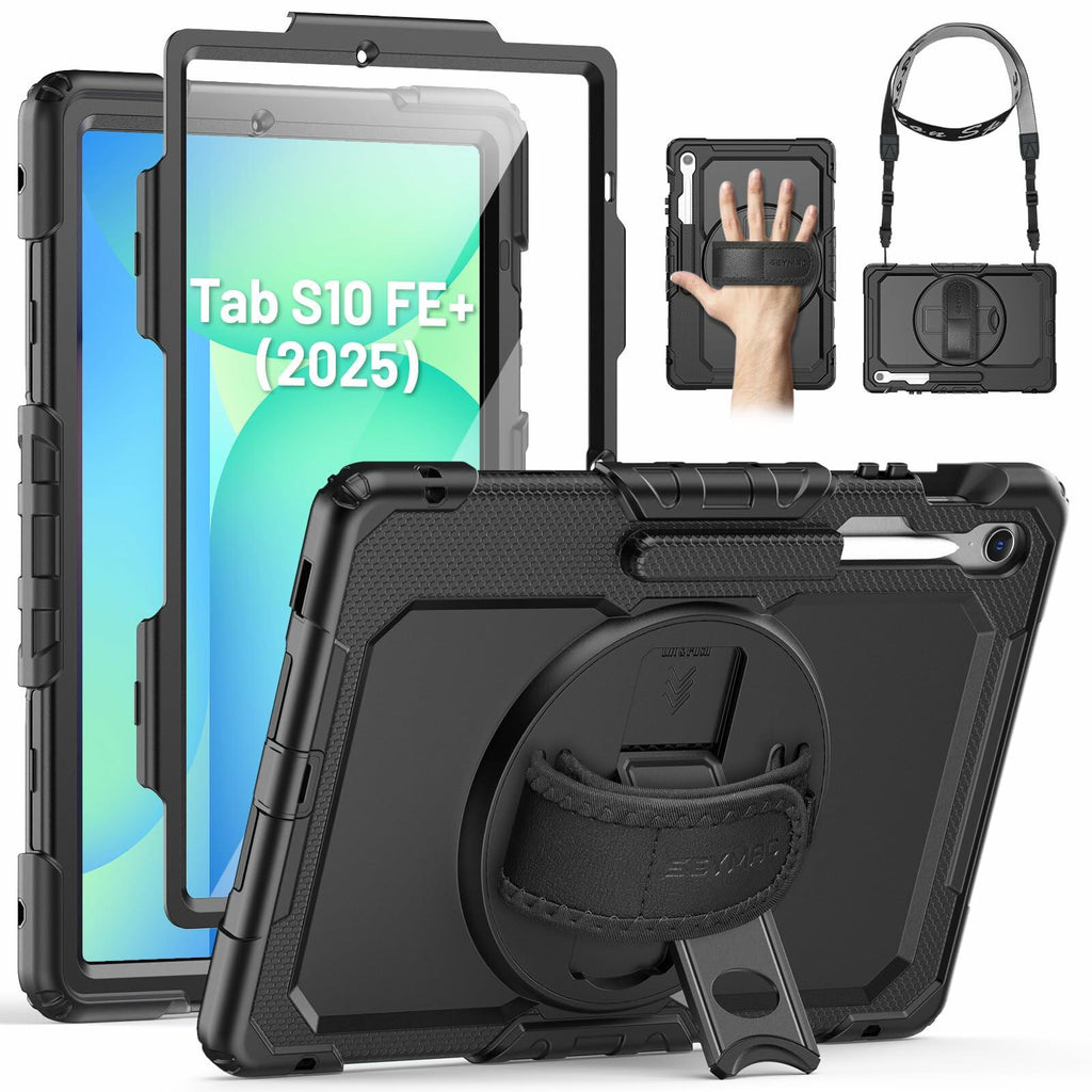 [Like New] SEYMAC Heavy Duty Shockproof Case Black Compatible with Samsung Galaxy Tab S10 FE+ 13.1"
