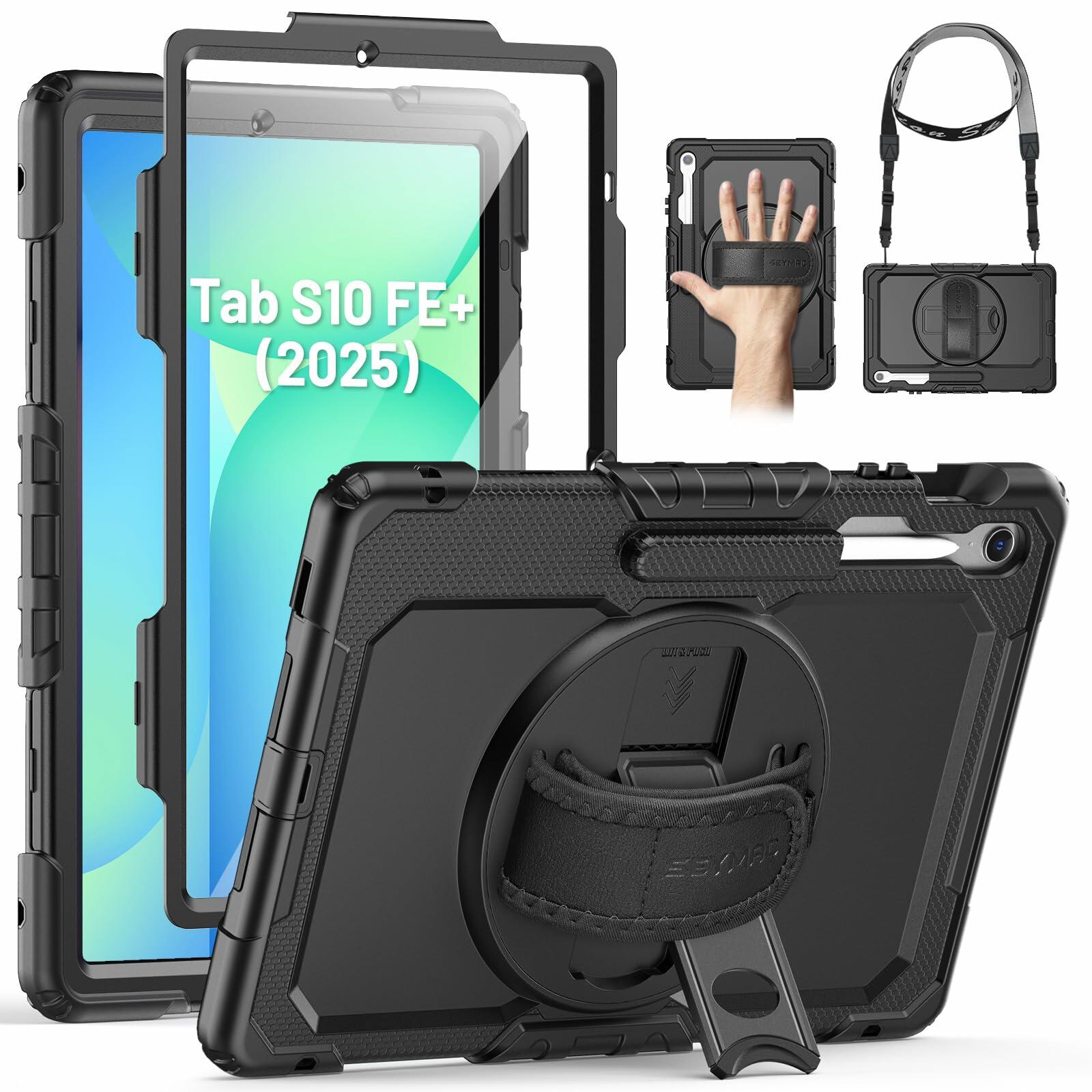[Like New] SEYMAC Heavy Duty Shockproof Case Black Compatible with Samsung Galaxy Tab S10 FE+ 13.1"